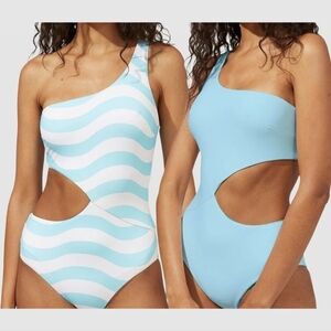 Solid and striped Claudia reversible wavy stripe fresh air blue xs